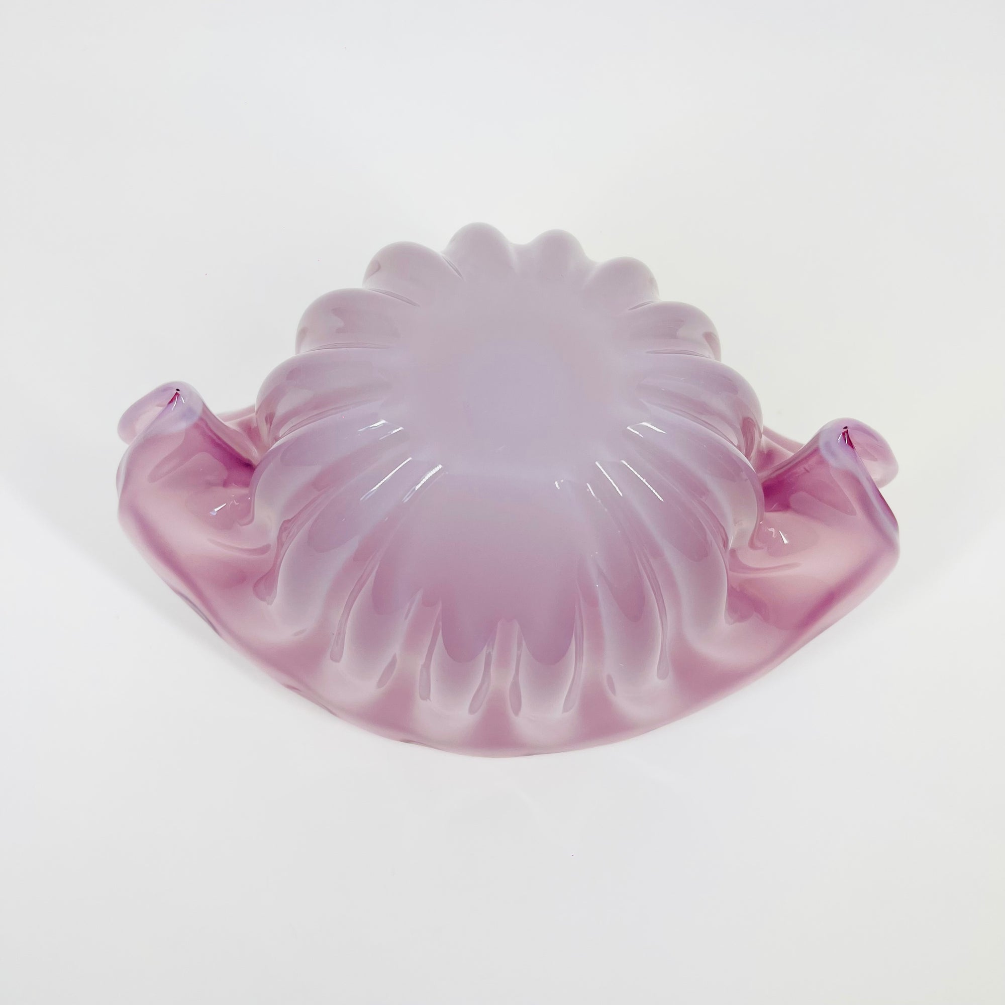 1950s PINK MURANO OPALINE GLASS CLAM SHELL BOWL