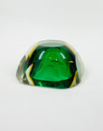 1950s MURANO MANDRUZZATO GREEN YELLOW SOMMERSO DIAMOND FACETED GLASS BOWL
