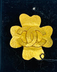 1995 CHANEL CC LOGO MARK CLOVER BROOCH