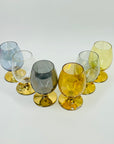 1950s IRIDESCENT GOLD GILDED HARLEQUIN GLASS MINI BRANDY BALLOONS