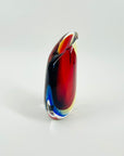 SIGNED 1950s ITALIAN MURANO HARLEQUIN SOMMERSO GLASS MINI SWUNG VASE