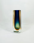 1960s MURANO GREEN QUAD SOMMERSO BLOCK GLASS MANDRUZZATO VASE