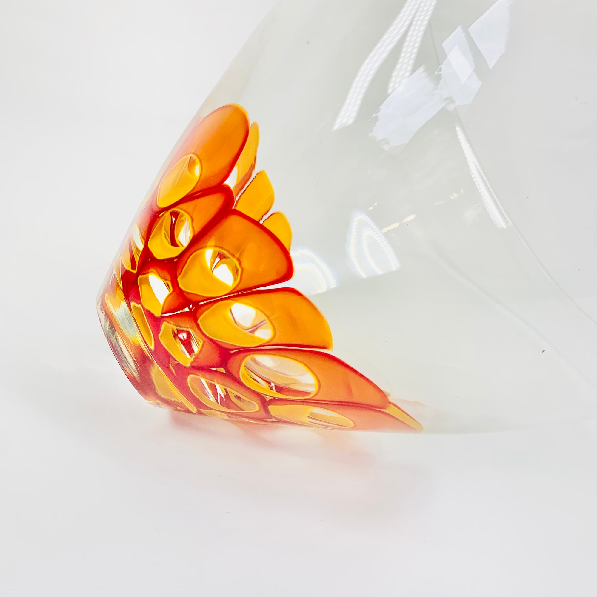 ORANGE ABSTRACT ART GLASS VASE