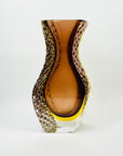 XL 1960s BROWN PURPLE AMBER TEXTURED MURANO SOMMERSO FACETED GLASS BLOCK VASE