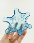1940s MURANO MINI BLUE HANDKERCHIEF VASE WITH GOLD AVENTURINE