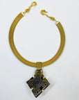 1960s MESH NECKLACE WITH FLEUR DE LIS AGATE PENDANT