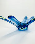 X-LARGE 1940s URANIUM MURANO BLUE SOMMERSO GLASS BOWL