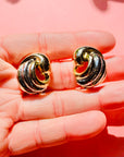 1980s 2 TONE RIBBED KNOT EARRINGS