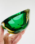 1950s MURANO MANDRUZZATO GREEN YELLOW SOMMERSO DIAMOND FACETED GLASS BOWL