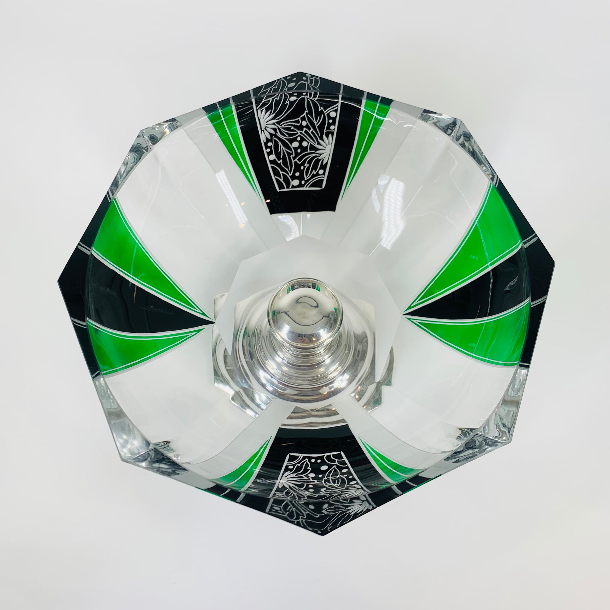 KARL PALDA GREEN BLACK SILVER FOOTED BOWL