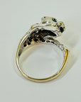 1950s 14K WHITE GOLD DIAMOND BLUE SAPPHIRE SNOW LEOPARD RING