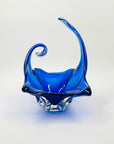 1970s JAPANESE BLUE SOMMERSO GLASS FLAME BOWL/VASE