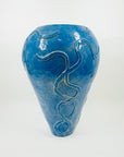 1950s NITTSJO SWEDISH BLUE GLAZED EARTHENWARE VASE