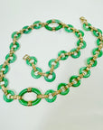 ANTIQUE ART DECO CINER GOLD PLATED JADE GLASS NECKLACE/BELT