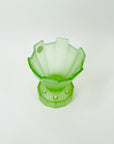 ANTIQUE GREEN SATIN URANIUM GLASS FLOWER FROG
