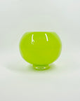 1980s LIME GREEN SPATTER ART GLASS FOOTED POSY VASE