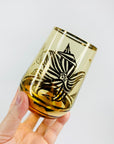 50s AMBER GOLD FLORAL GILDED GLASSES