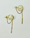 VINTAGE CHRISTIAN DIOR TRIBALES PEARL DANGLY CD BAR PIERCED EARRINGS