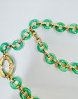 ANTIQUE ART DECO CINER GOLD PLATED JADE GLASS NECKLACE/BELT