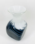 1960s ITALIAN EMPOLI CASED WHITE GLASS VASE WITH BLACK SWIRLS