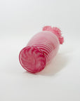 ANTIQUE MOUTH BLOWN PINK LATTICINO RUFFLE RIM VASE