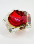 1950s FACETED MURANO RED YELLOW GEODE BOWL