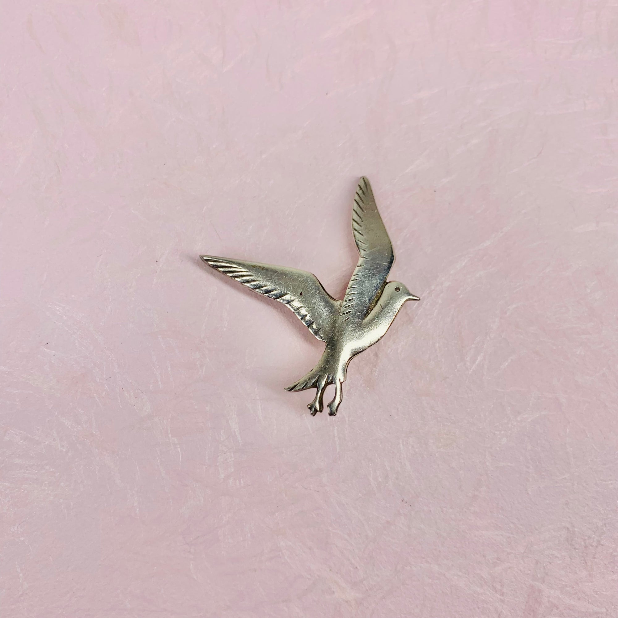ANTIQUE ENGLISH SILVER DOVE BROOCH