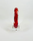 1980s NEW ZEALAND ART RED SPIRAL GLASS PAPERWEIGHT/SCULPTURE
