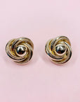 80s LARGE SILVER KNOT BUTTON EARRINGS