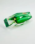 1950s MURANO FACETED SMALL BLOCK GREEN MANDRUZZATO VASE