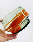 80s GREY ORANGE GLASS BOWL