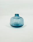 1980s MOUTH BLOWN AUSTRALIAN STUDIO BLUE GLASS SQUAT POSY VASE