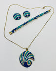 70s BARCS BLUE TURQUOISE ENAMEL NECKLACE SUITE