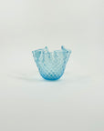 1940s MURANO MINI BLUE HANDKERCHIEF VASE WITH GOLD AVENTURINE