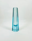 ANTIQUE ART DECO BOHEMIAN TURQUOISE BLUE CUT CRYSTAL POSY VASE