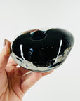 1999 ORREFORS SIGNED DARK BLUE GLASS STONE MINI BOWL/VASE