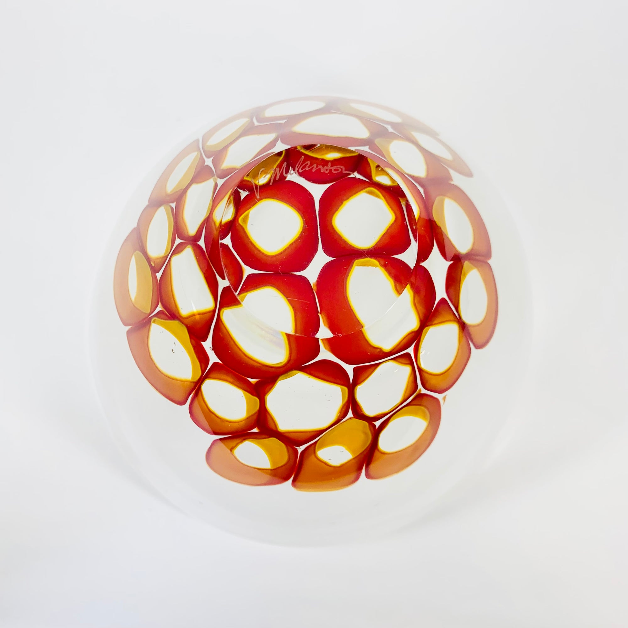 ORANGE ABSTRACT ART GLASS VASE
