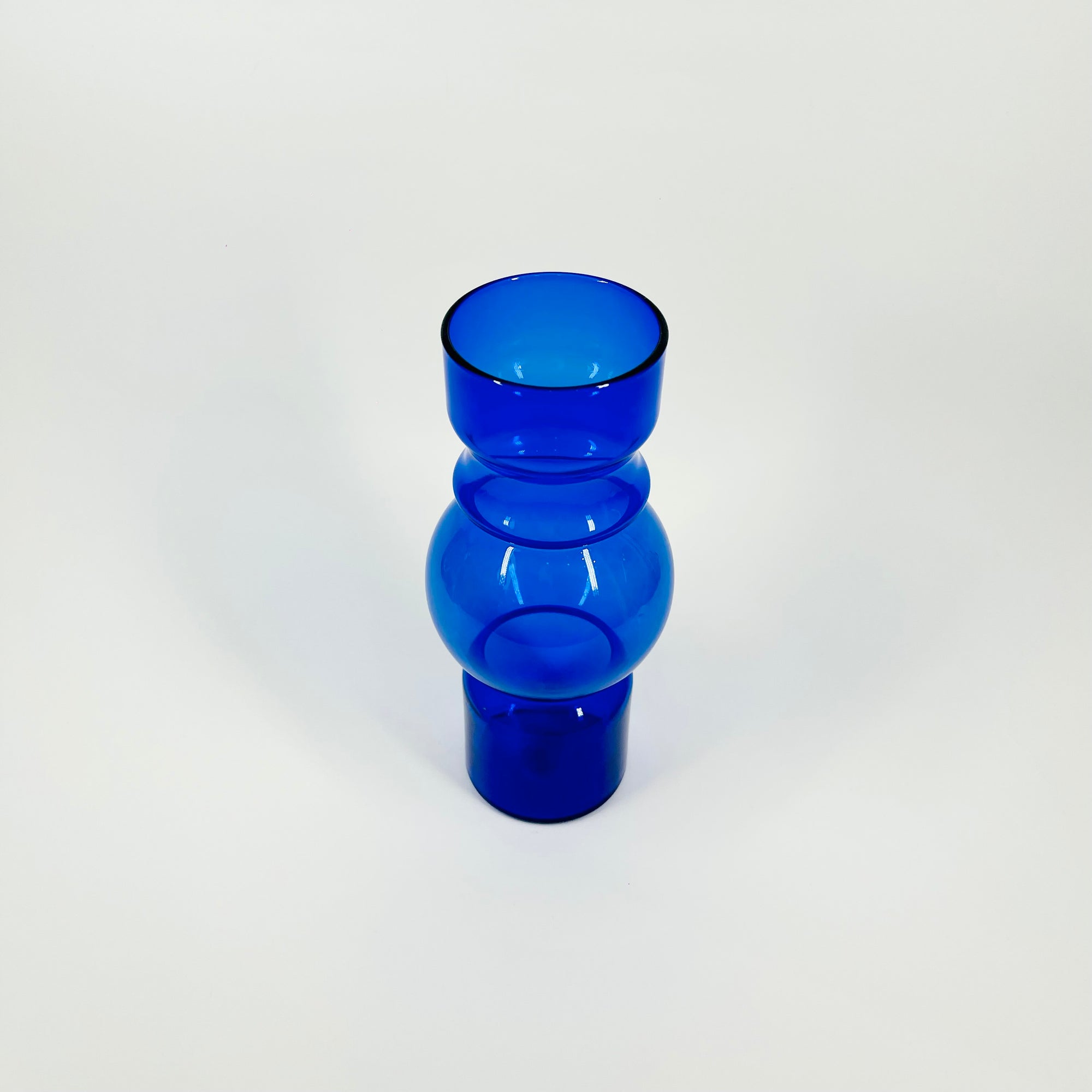1960s HOLMEGAARD COBALT BLUE GLASS SPACE AGE HOOP VASE