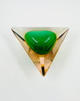 1950s MURANO MANDRUZZATO GREEN SALMON GLASS SOMMERSO FACETED TRIANGULAR GLASS BOWL
