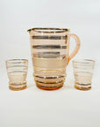 1950s PINK GOLD GILDED GLASS JUG SET