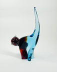 1980s MURANO BLUE BROWN SOMMERSO GLASS CAT