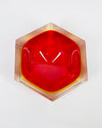 1950s RED RUBY GOLD MURANO MANDRUZZATO SOMMERSO FACETED GLASS HEXAGON BOWL
