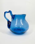 SIGNED 1980s AUSTRALIAN MOUTH BLOWN COBALT BLUE GLASS JUG BY STEPHEN MORRIS
