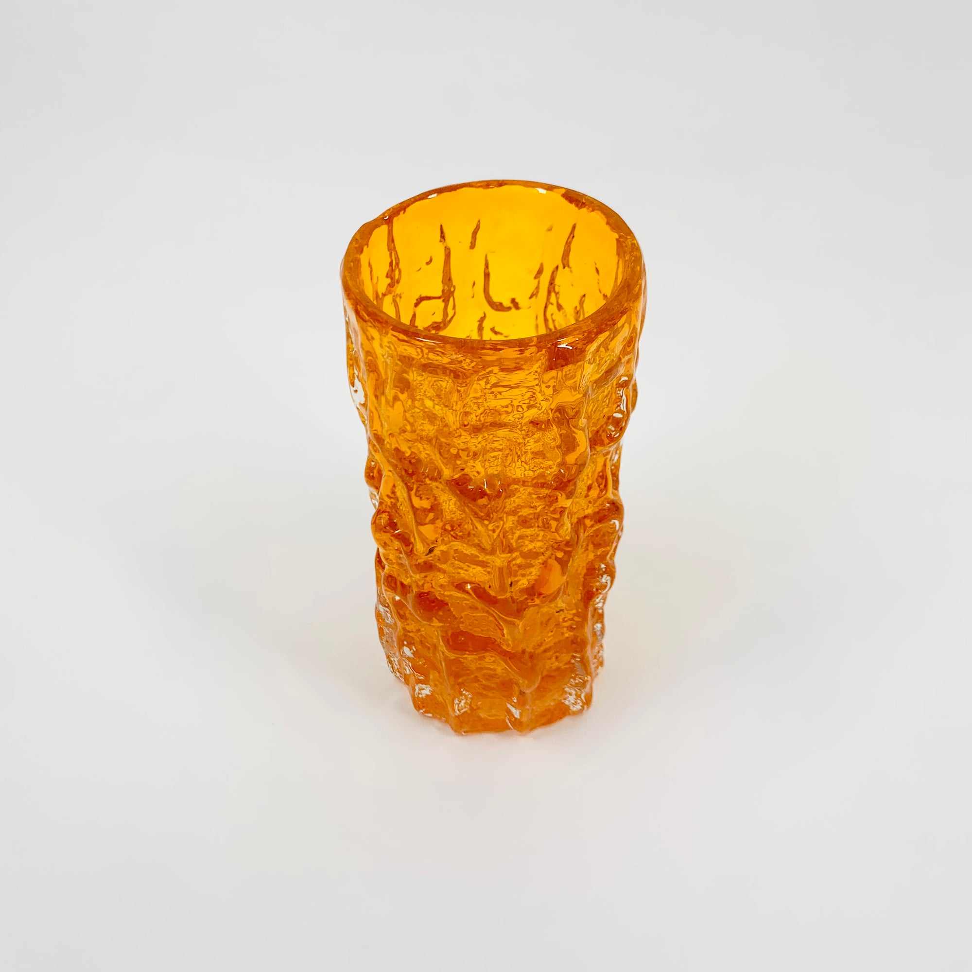 WHITEFRIARS ORANGE BARK GLASS VASE