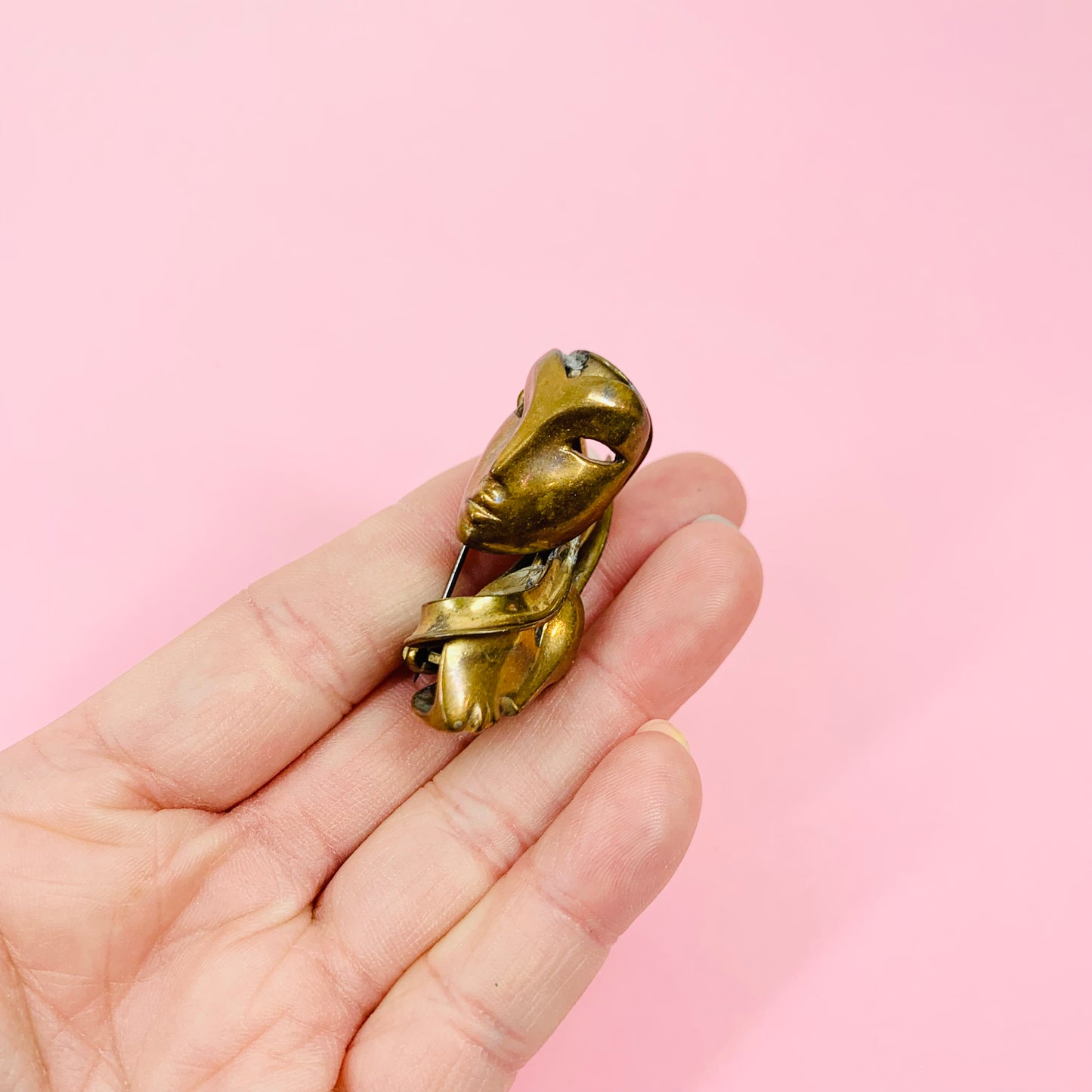 Extremely rare antique Art Deco brass brooch