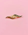1960s Avon triple plated gold pearl wave brooch