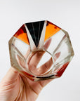 Extremely extremely rare antique Art Deco black & orange enamel decanter satin glass set by Karl Palda