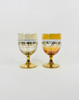 Rare 1940s harlequin gold gilded short stem wine glasses
