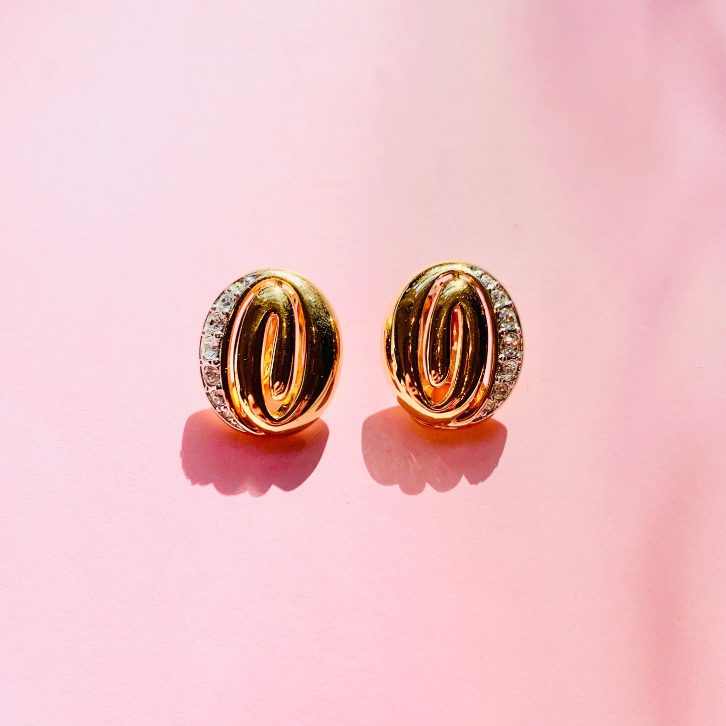 1980s Barcs triple plated gold clip on button earrings