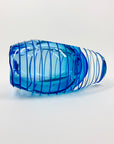 Extremely rare and heavy Murano MCM blue sommerso ribbed glass vase